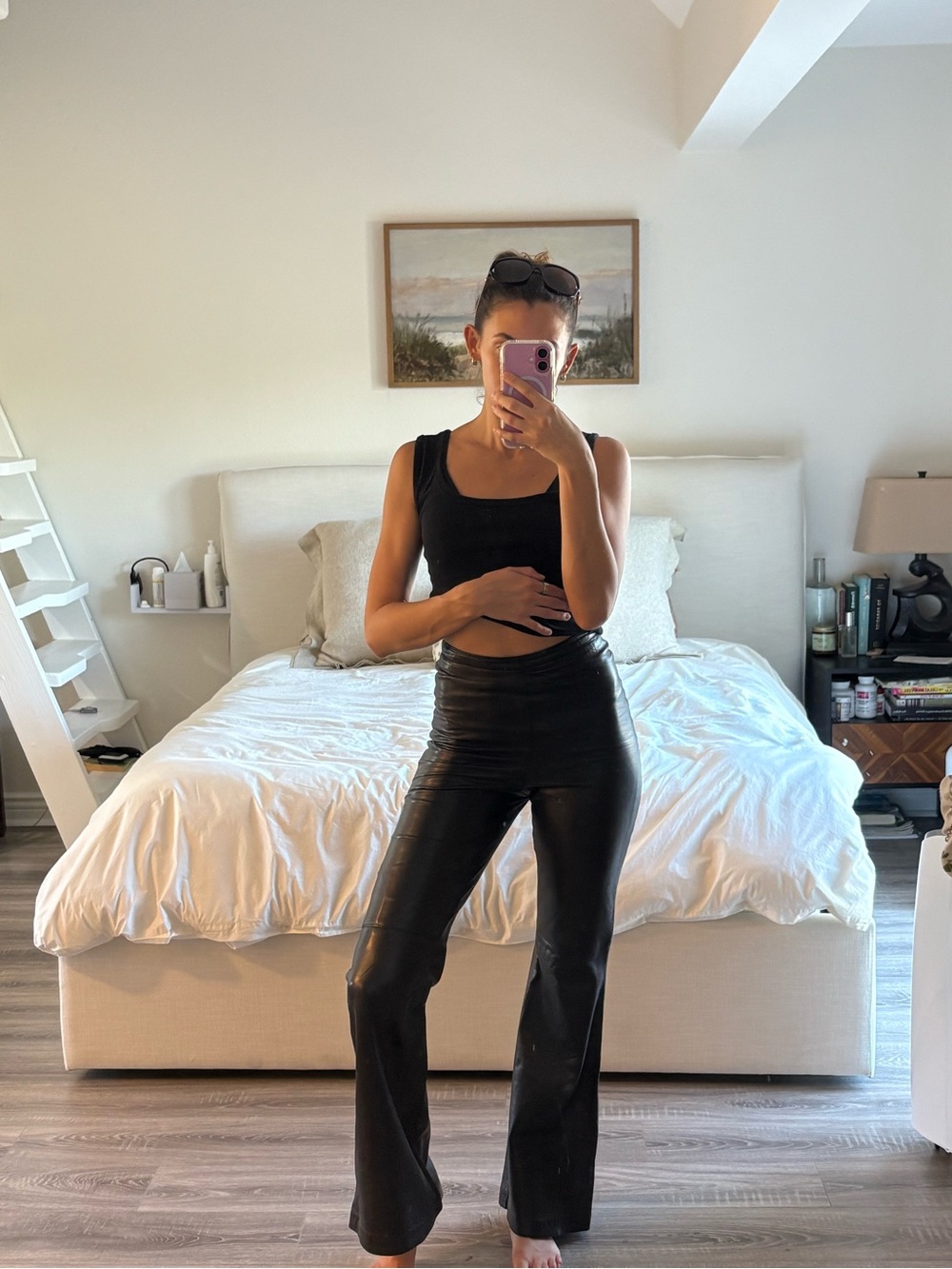 Vintage Istante by Gianni Versace Black Leather Pants